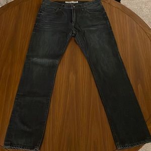 Express Men’s Rocco Slim Skinny Dark Blue Jeans.